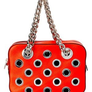 NEW Calf Leather & Grommet Chain Shoulder Bag
